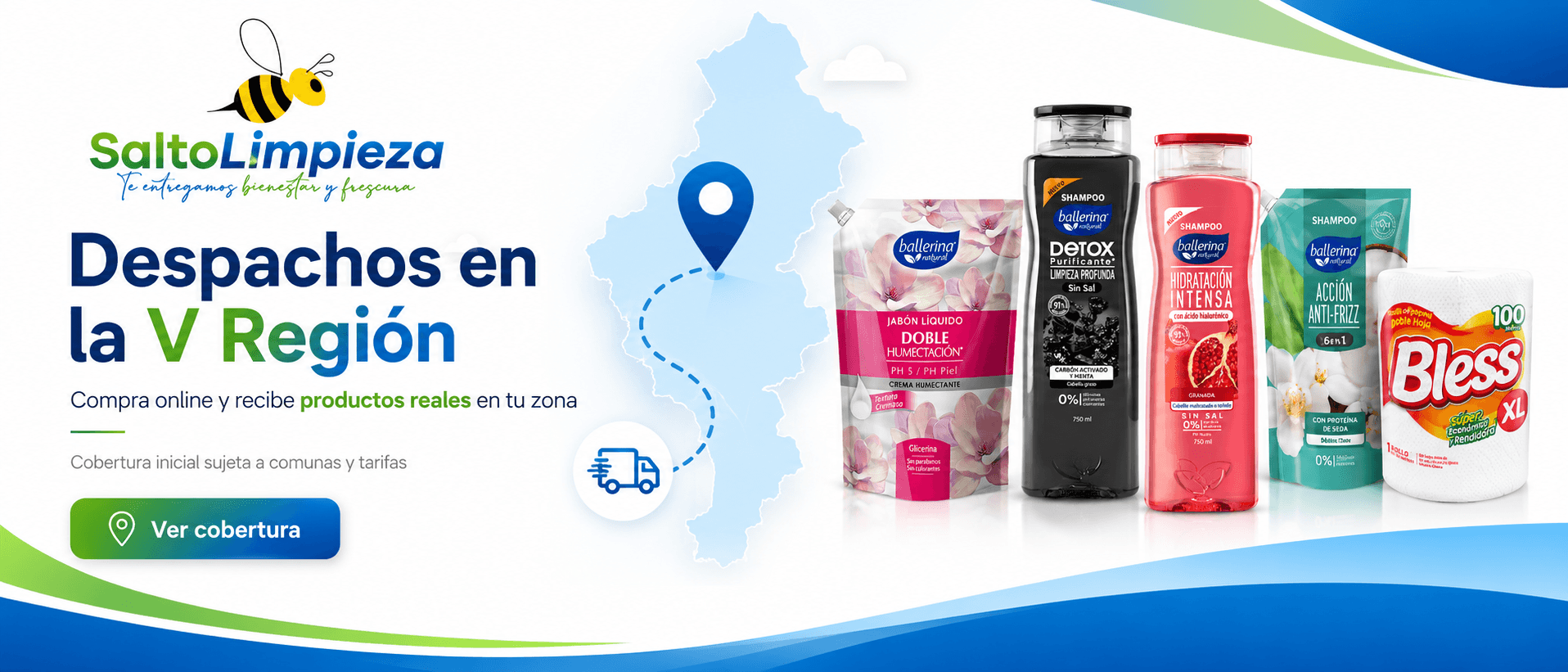 Despachos de SaltoLimpieza en la V Región, cobertura sujeta a comunas y tarifas